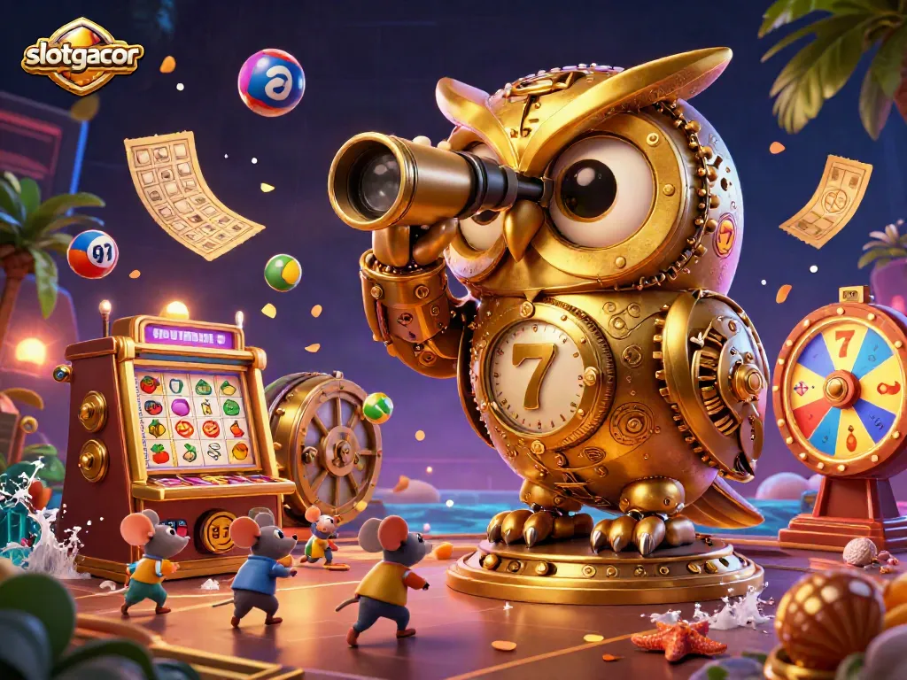 Engage with slotgacor as you explore the vibrant casino floor filled with animated characters and exciting games.