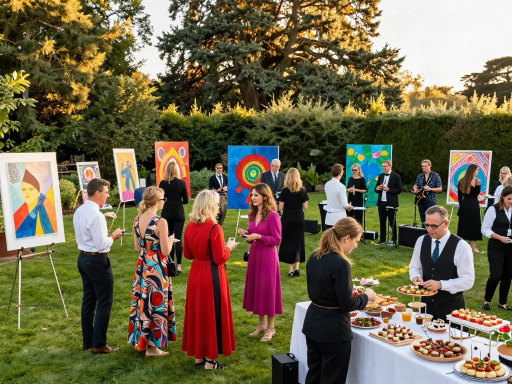 Bruce Bailey Toronto’s lively outdoor fundraising event with guests in costumes and art displays.