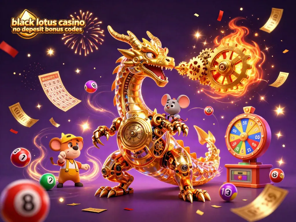 Playing with black lotus casino no deposit bonus codes, enjoy a vibrant scene of 3D characters amidst colorful lottery elements.