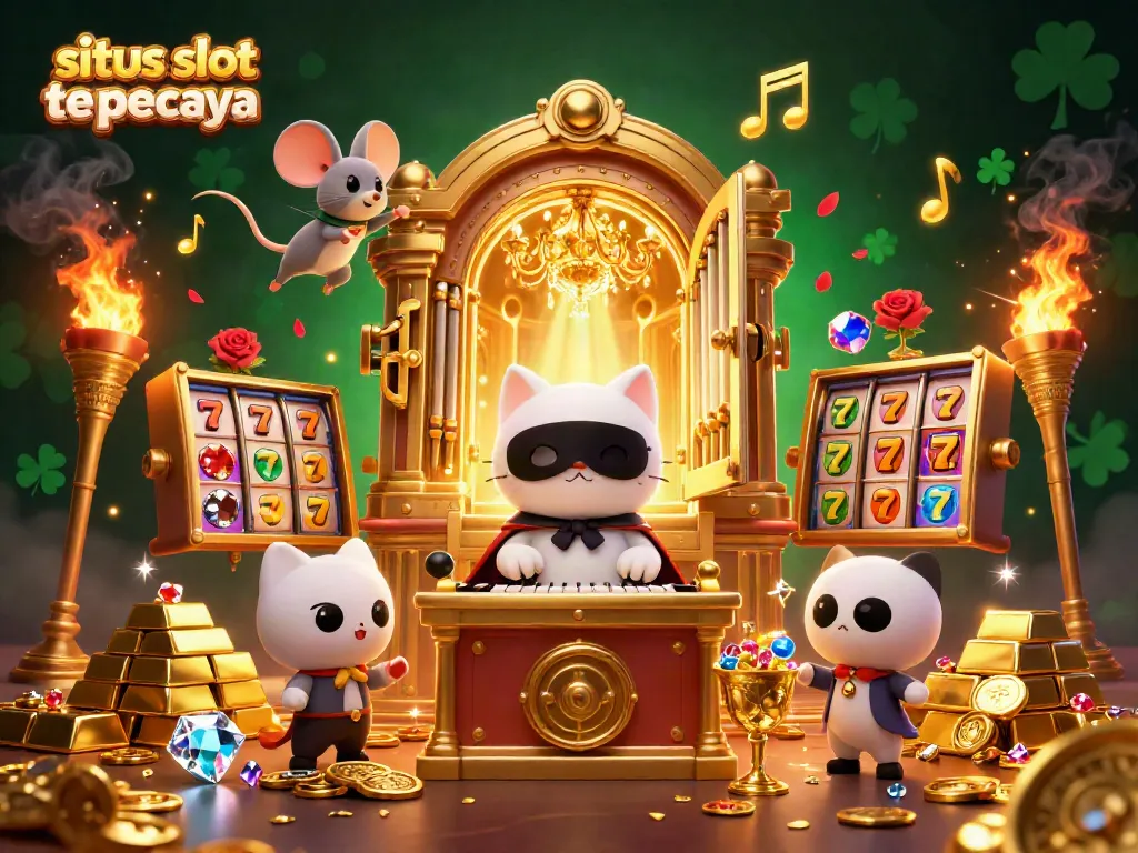 Experience thrilling wins at situs slot gacor terpercaya with our vibrant 3D casino scene showcasing excitement and treasures.