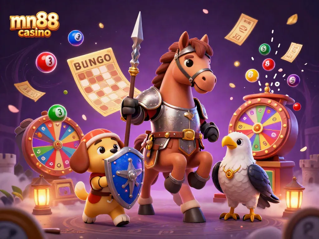 Engage with the dynamic mn88 casino experience through this vibrant 3D scene filled with gaming elements.