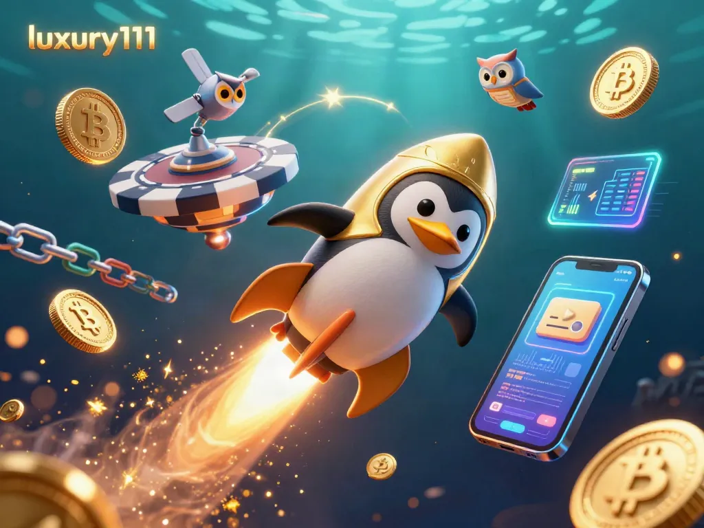Catch the action as luxury111 transforms online gambling with a golden penguin and crypto elements!
