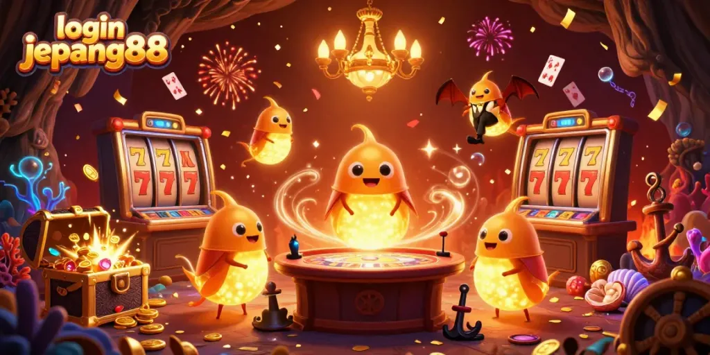 Engage in exciting gameplay with login jepang88 featuring vibrant glowworm-themed casino elements.