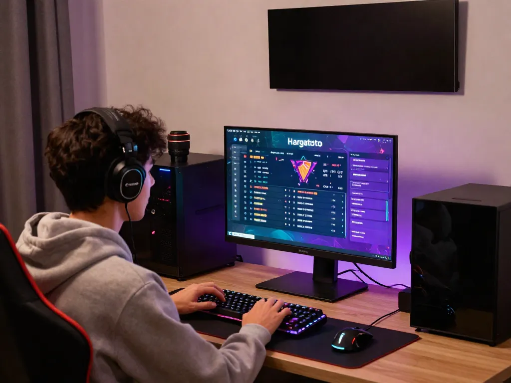 Engaging online gaming experience on Hargatoto platform with user focused on vibrant display.