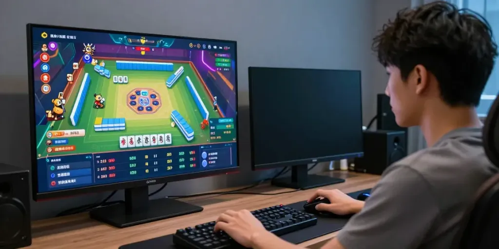 Engaged player enjoying a game of cika4d on a vibrant digital interface with gaming gear and soft lighting.