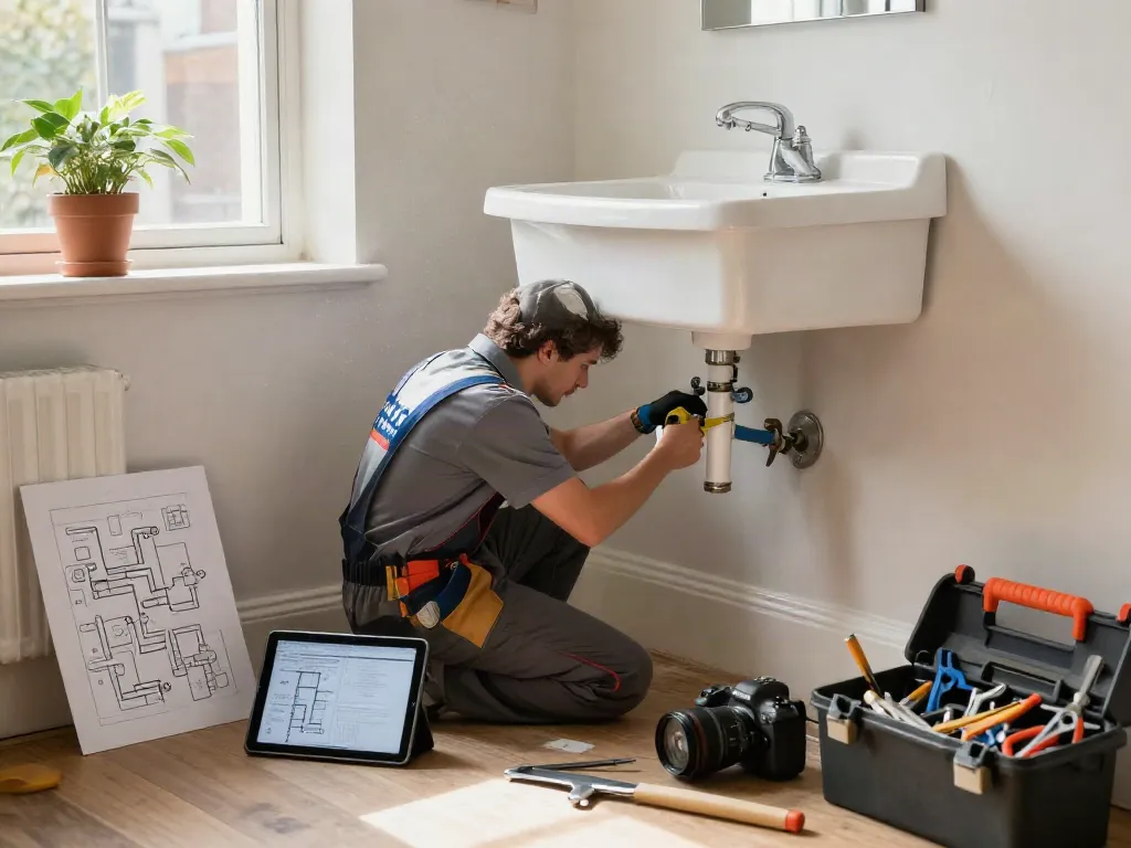 Expert plumber repairing a kitchen sink in a London home, showcasing wefix london quality service.