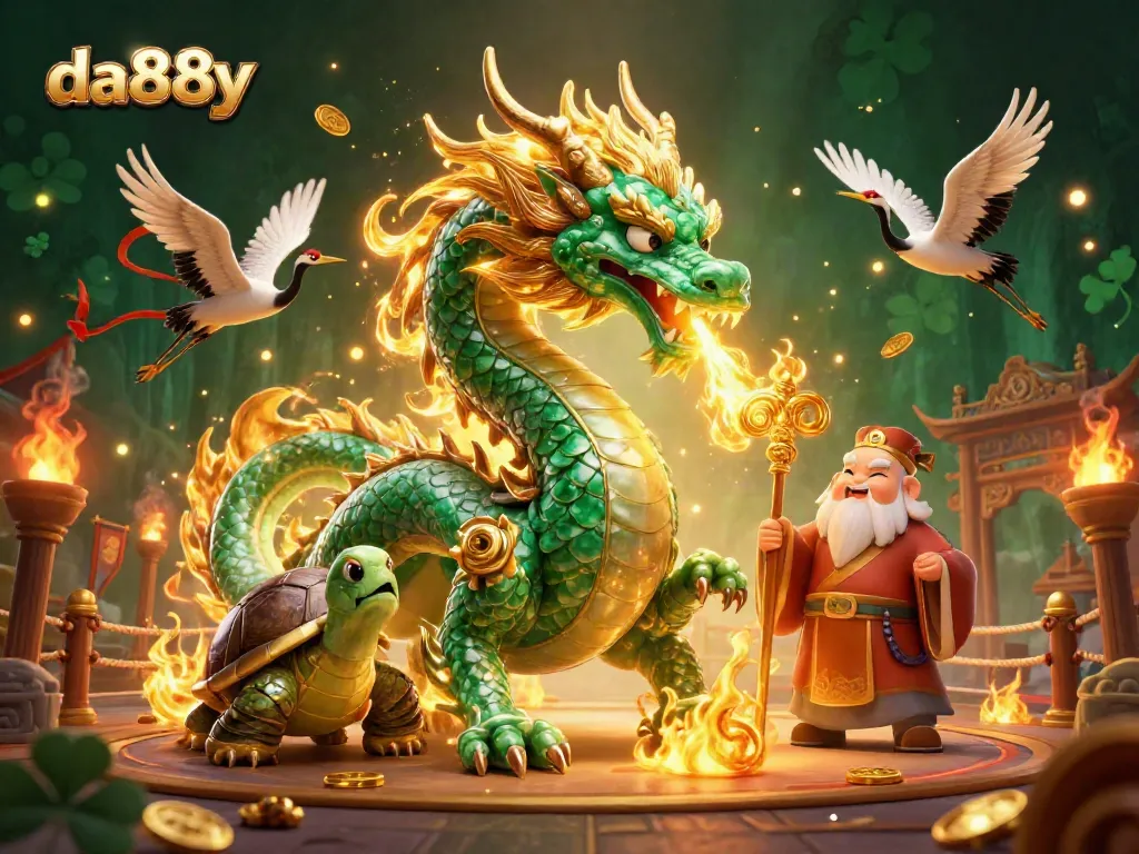 Engage in thrilling gameplay at da88y with rich visuals of the jade dragon and turtle sage.