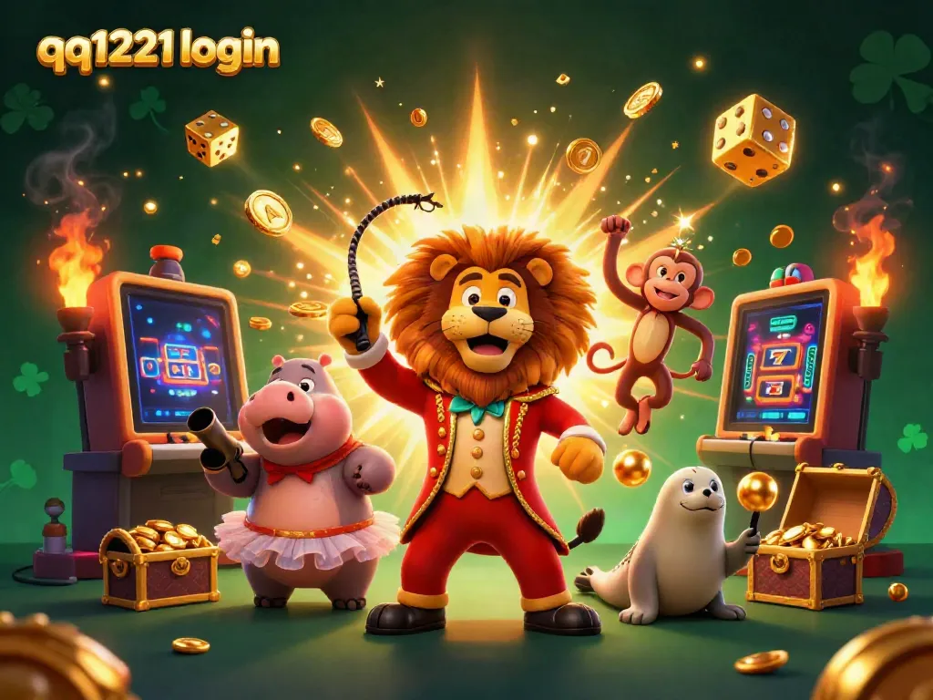 Spin the reels with qq1221 login, featuring lively casino characters and thrilling jackpot elements.