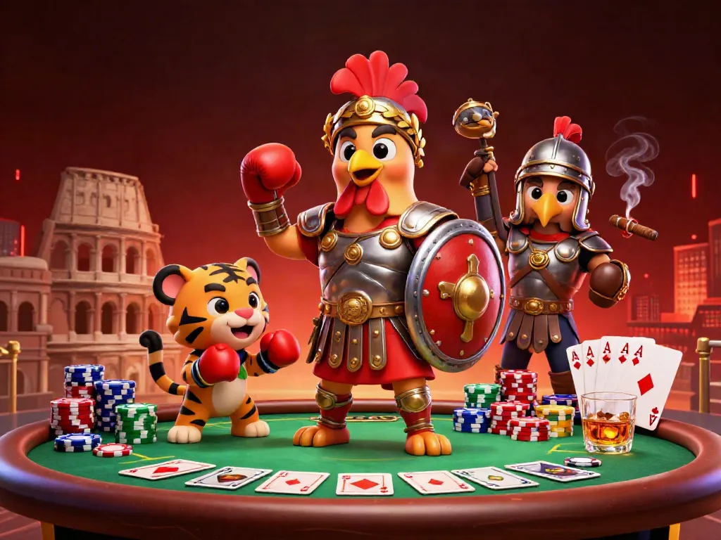 Bujangtoto showcases vibrant casino action in an energetic colosseum scene with iconic characters.