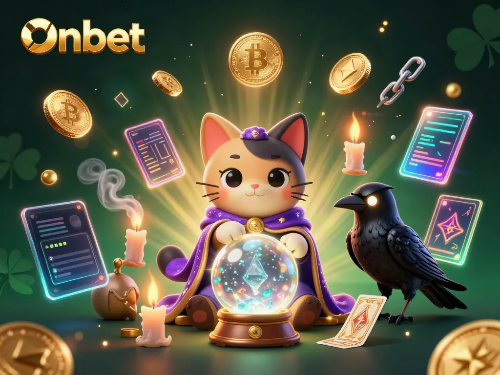 Spin and win at Onbet with a mystical cat, raven, and candle flames creating a magical experience.