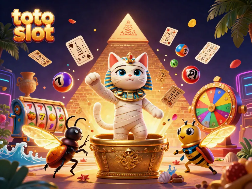 Experience thrilling action with the vibrant toto slot featuring a cat mummy and jackpot symbols.