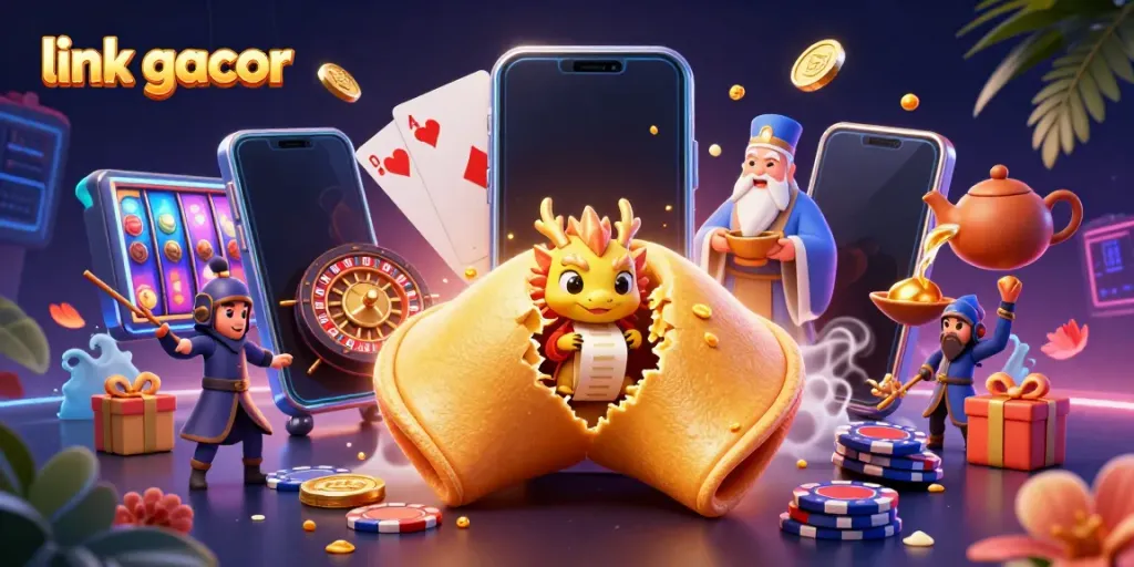 Experience the excitement of online slots with link gacor as golden coins and vibrant games come alive.