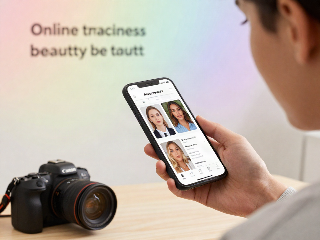 Test of attractiveness displayed on a smartphone screen, empowering users with beauty insights.