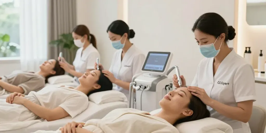 CCeye® treatment in a beauty spa for effective Augenringe entfernen solution.