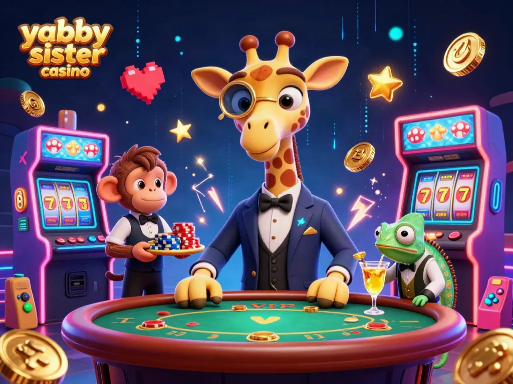 Experience the thrill at yabby sister casino with vibrant gaming characters and machines.