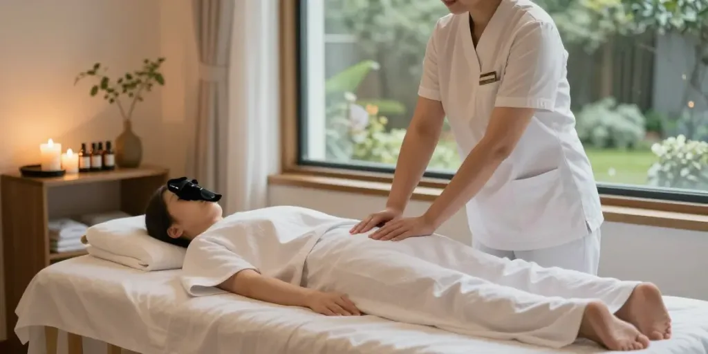 Experience a soothing 부천출장마사지 in a tranquil wellness studio with calming ambiance and professional service.