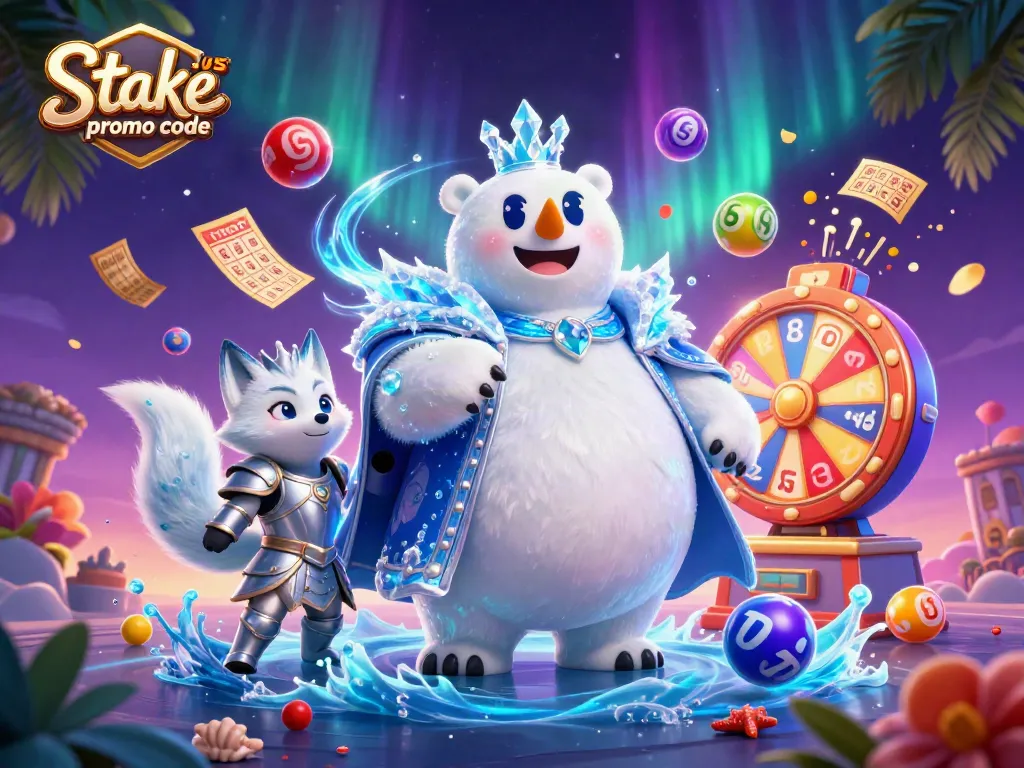 Claim bonuses with our stake.us promo code in a vibrant casino scene filled with games.