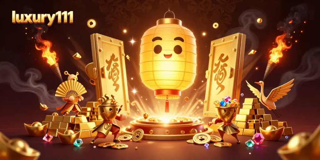 Engage with luxury111's vibrant slot gaming universe featuring captivating golden characters and treasure.