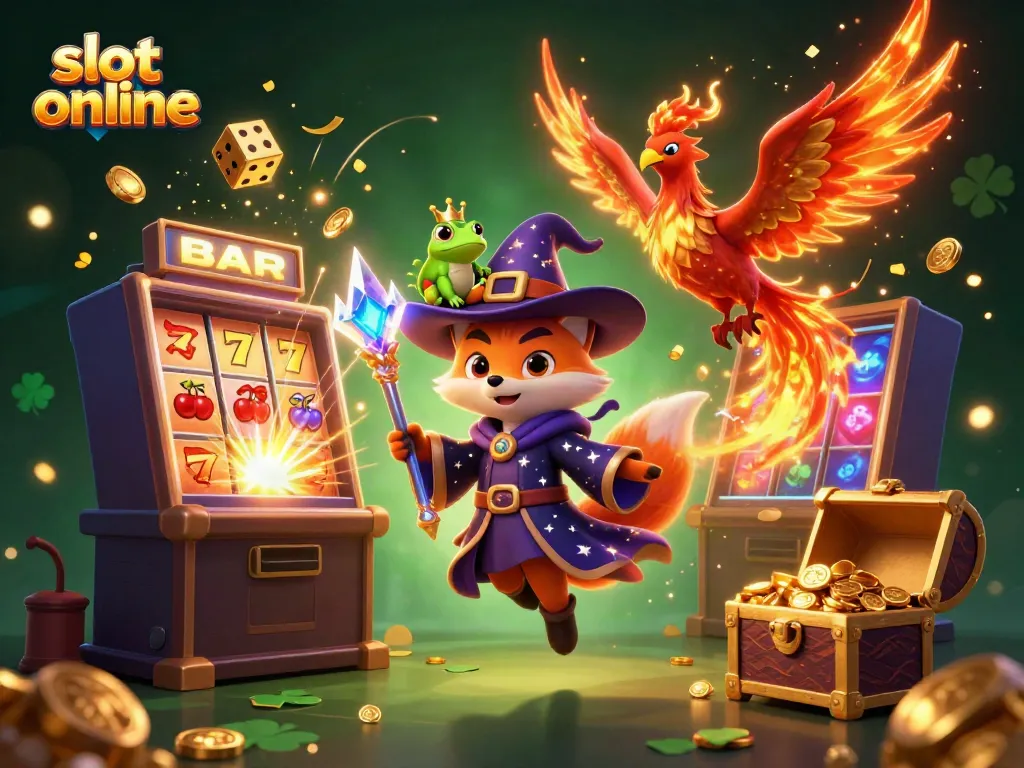 Engage with slot online magic featuring a wizard fox, phoenix, and jackpot symbols.