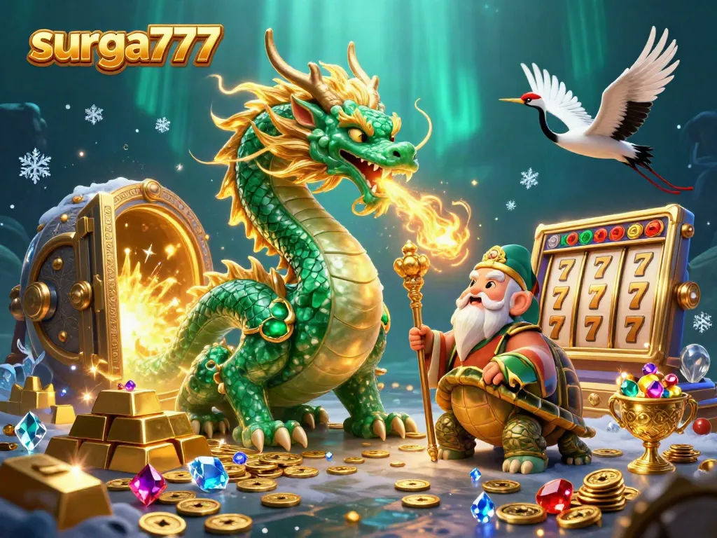 Experience the thrill of slot games with surga777 in a vibrant 3D illustration showcasing unique gaming elements.