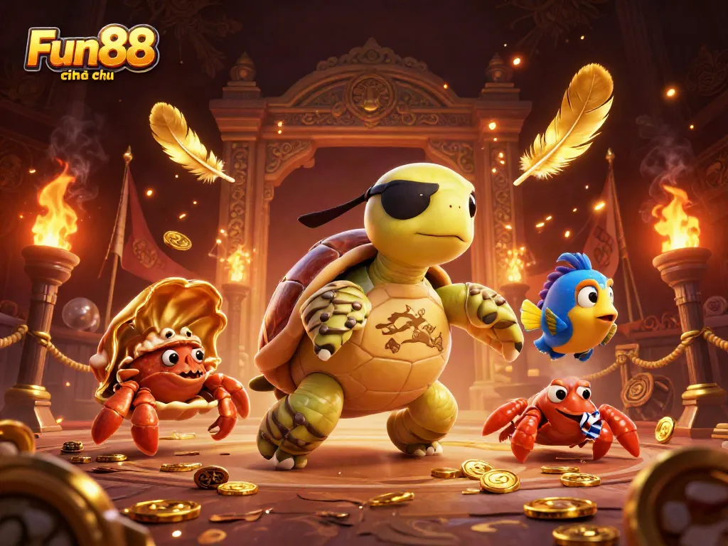 Experience the excitement of Fun88 chính thức through a vibrant casino-themed illustration with dynamic gaming elements.